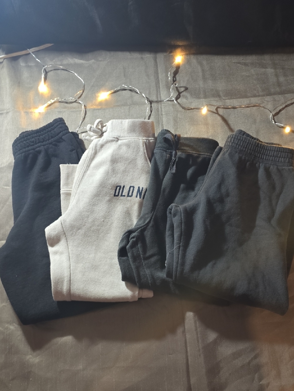 Old Navy Kids Sweatpants Trio - Cream and Black Mix